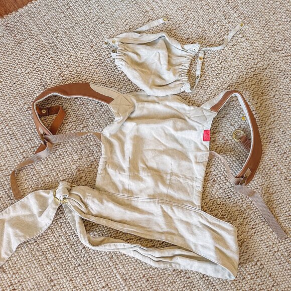 Sakura Bloom Scout Flax Linen Neutral Carrier with Camel Leather Straps - Picture 1 of 13
